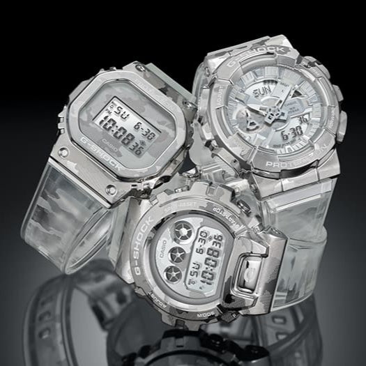 G-Shock GM5600SCM Metal Camo Silver Clear Limited Edition angled shot picture